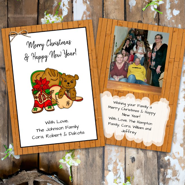 Personalised Photo and Cowboy Themed Christmas   Card (Creator Uploaded)