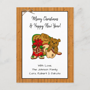Personalised Photo and Cowboy Themed Christmas   Postcard