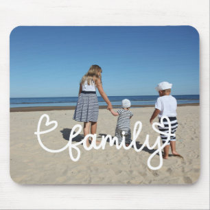 Personalised Photo and Family Text With Hearts Mouse Pad
