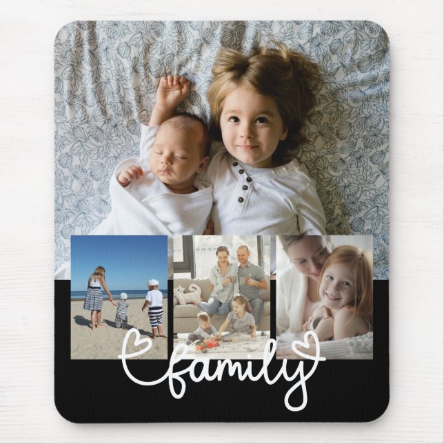 Personalised Photo and Family Text With Hearts Mouse Pad (Front)