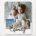 Personalised Photo and Family Text With Hearts Mouse Pad<br><div class="desc">Make a Personalised four Photo collage keepsake mousepad from Ricaso - add your own photos to this great FAMILY typography design with heart detail mouse pad - photo keepsake gifts are wonderful for yourself or to give to family and friends</div>