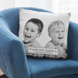 Personalised Photo and message Cushion<br><div class="desc">This beautiful pillow with a photo of two children and a message that reads,  'Love You Daddy' and the boys names can be easily customised with your own photo and personal message.</div>