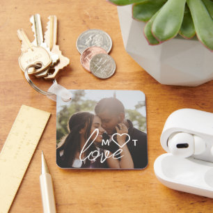 Personalised Photo and Monogram Text Photo Collage Key Ring