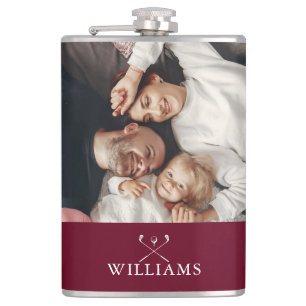 Personalised Photo And Name Burgundy Red Hip Flask