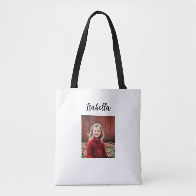 Personalised Photo and Name Child's Tote Bag (Front)