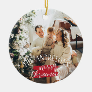 Personalised photo and name christmas ceramic tree decoration