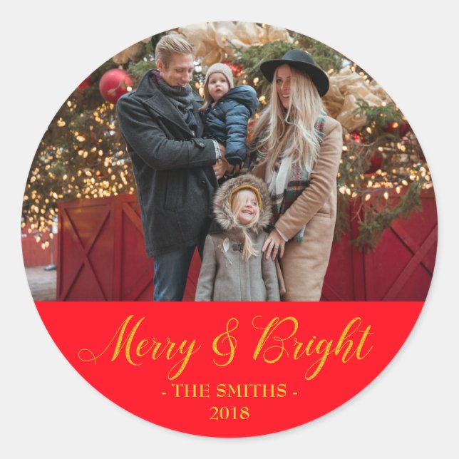 Personalised Photo and Name Classic Round Sticker (Front)