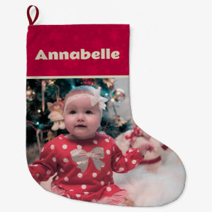 Personalised Photo and Name  Large Christmas Stocking