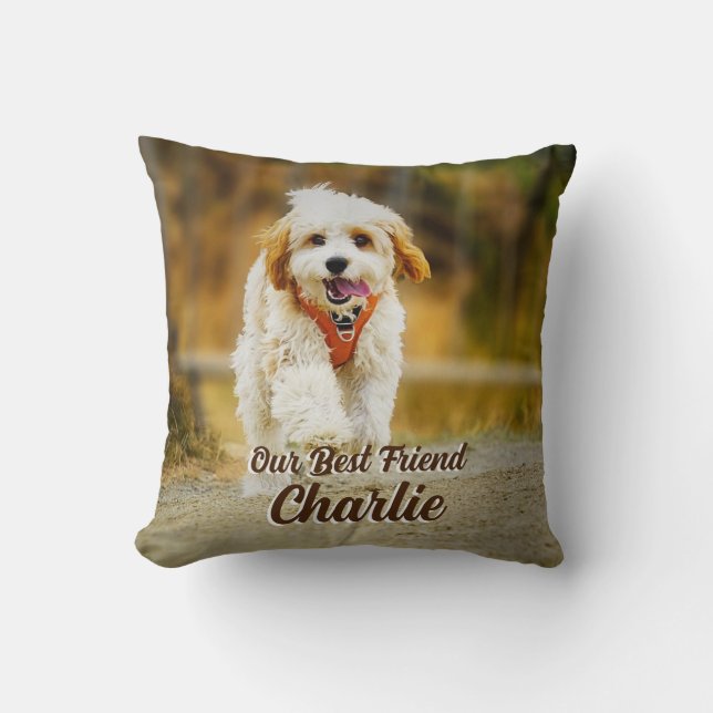 Personalised photo and name my best friend pet cushion (Front)
