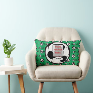 Personalised Photo and Name Soccer Ball Lumbar Cushion