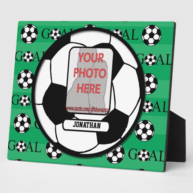 Personalised Photo and Name Soccer Ball Plaque (Side)