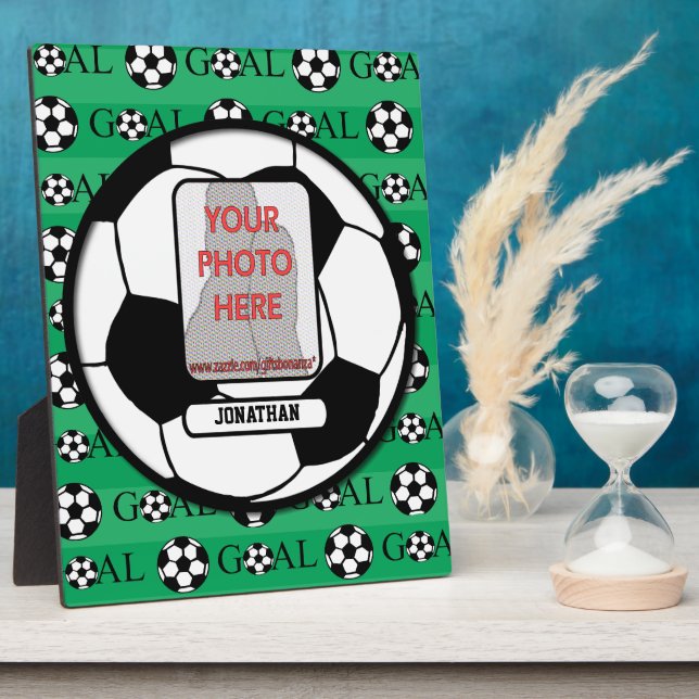 Personalised Photo and Name Soccer Ball Plaque (Side)