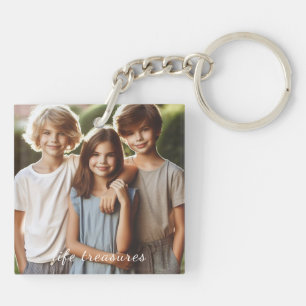 Personalised Photo and Script Text Simple Keychain