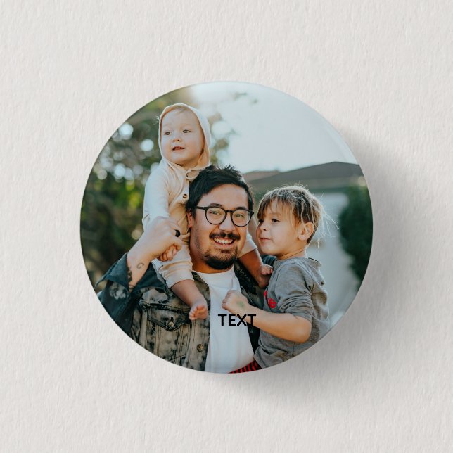 Personalised Photo and Text 3 Cm Round Badge (Front)