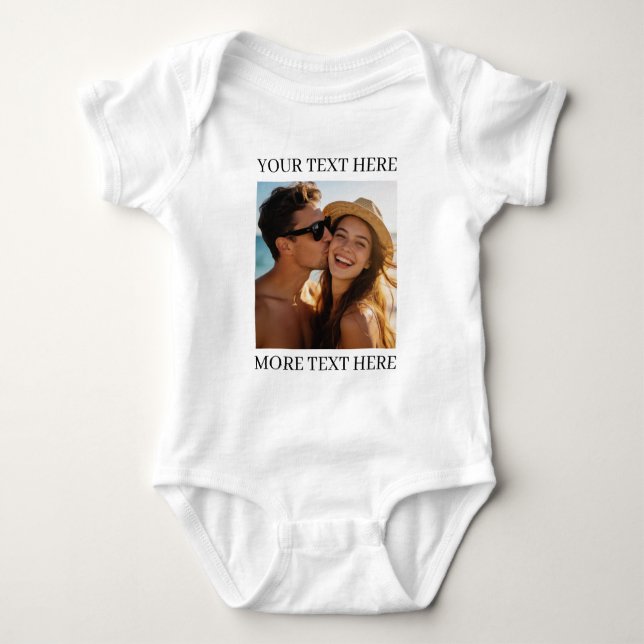 Personalised Photo and Text Baby Bodysuit (Front)