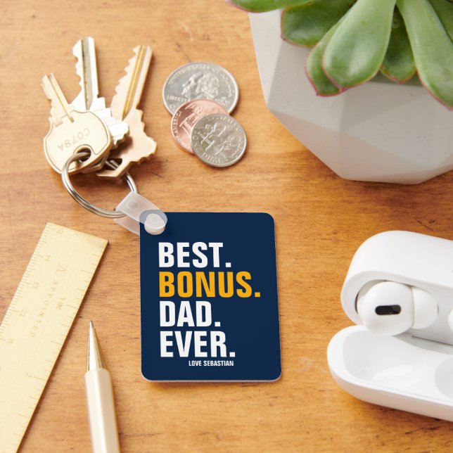Personalised photo and text Best Dad Ever Key Ring (Desk)