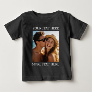 Personalised Photo and Text Black Baby T-Shirt