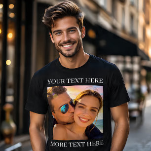 Personalised Photo and Text Black T-Shirt