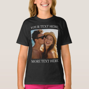 Personalised Photo and Text Black T-Shirt