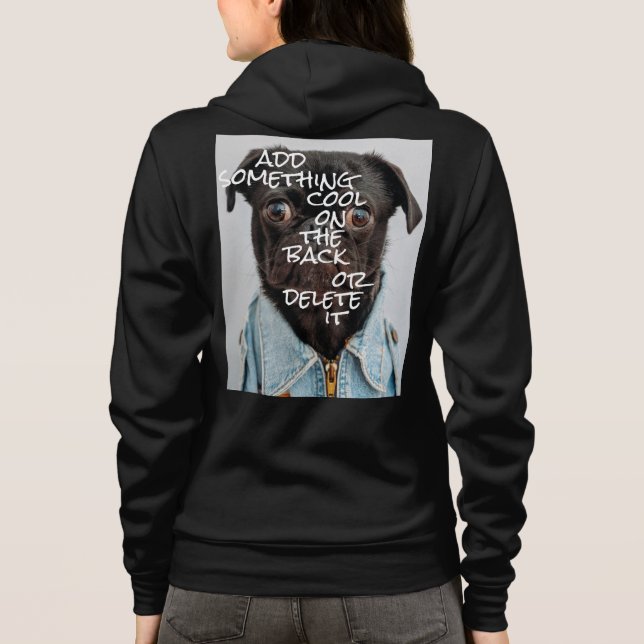 Personalised Photo and Text Black Zip Hoodie (Back)