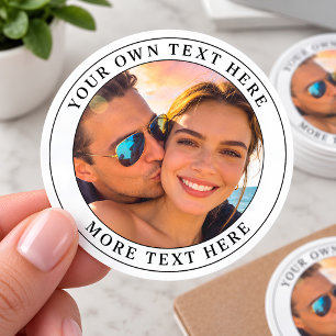 Personalised Photo and Text Classic Round Sticker