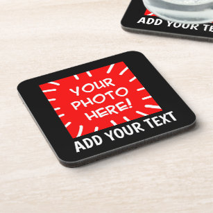 Personalised photo and text coaster