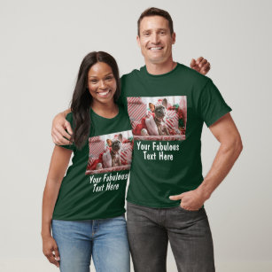 Personalised Photo and Text Dark Green T-Shirt