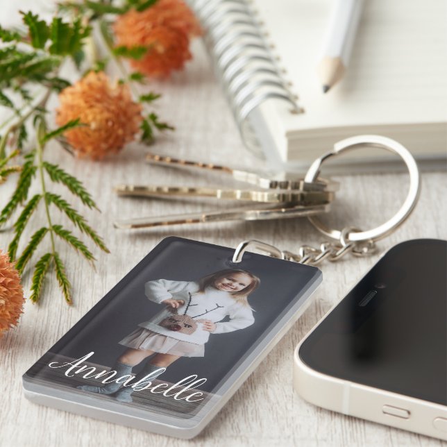 Personalised Photo and Text Double Sided Key Ring (Front Right)