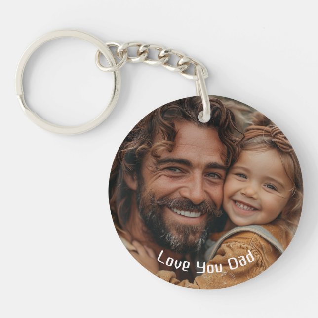 Personalised Photo and Text - Father's Day Key Ring (Front)