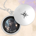 Personalised Photo and Text Goth Emo Black Locket Necklace<br><div class="desc">A stylish necklace to personalise with your own photo and text. Your chosen photograph will appear within a round black border,  with your text underneath in a cool font. This contemporary jewellery is a great match for a gothic,  emo or rock style,  and an ideal unique gift.</div>
