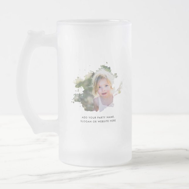 Personalised Photo and Text Ink Spot 16oz or 10oz Frosted Glass Beer Mug (Left)