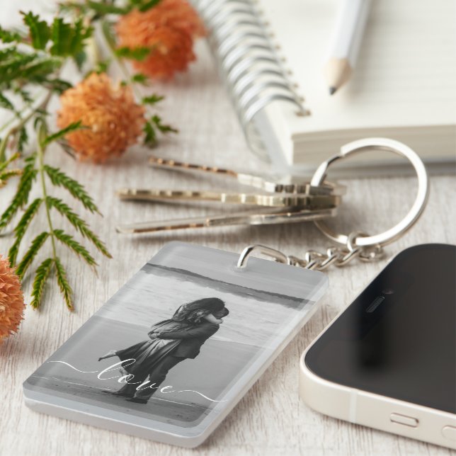 Personalised Photo and Text  Key Ring (Front Right)