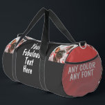 Personalised Photo and Text Large Football Duffle Bag<br><div class="desc">Personalised Photo and Text cute cool funny large foorball Duffle Bag. Create your own with this black and red template or customise the bag in any colour,  any font. Add any photo,  logo or graphic design element.  No minimum</div>