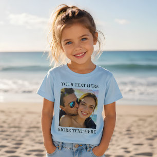 Personalised Photo and Text Light Blue T-Shirt