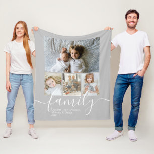 Personalised Photo and Text Photo Collage Family Fleece Blanket
