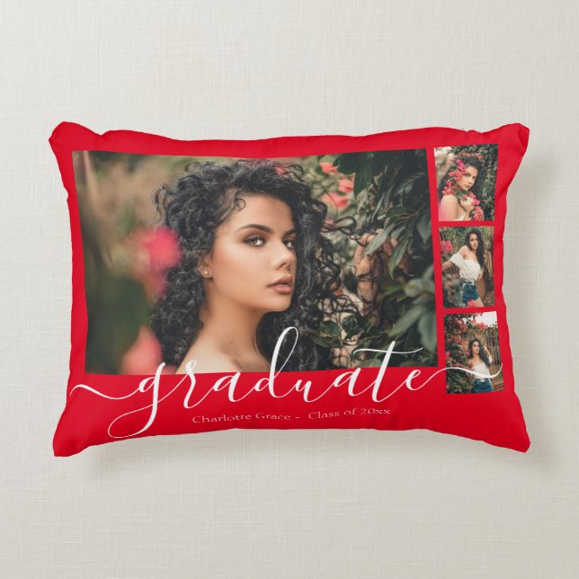 Personalised Photo and Text Photo Collage Graduare Decorative Cushion (Front)