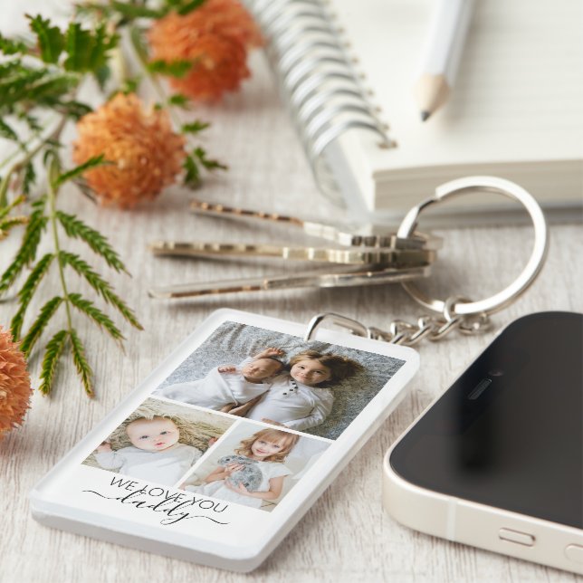 Personalised Photo and Text Photo Collage Key Ring (Front Right)
