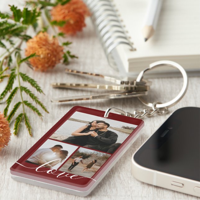 Personalised Photo and Text Photo Collage Key Ring (Front Right)