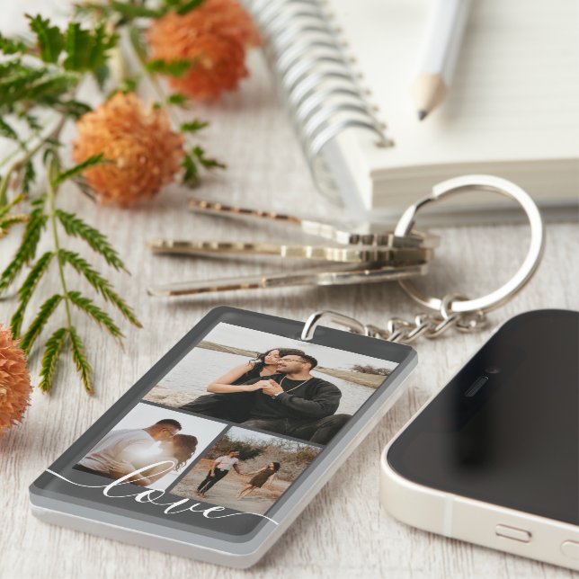 Personalised Photo and Text Photo Collage Key Ring (Front Right)