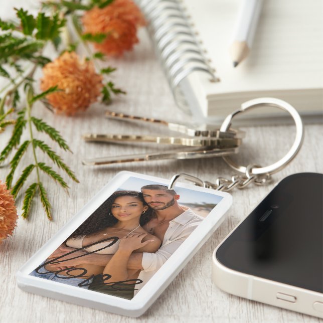 Personalised Photo and Text Photo Collage Key Ring (Front Right)