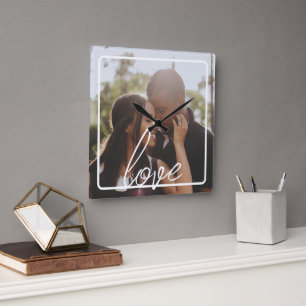 Personalised Photo and Text Photo Collage Square Wall Clock