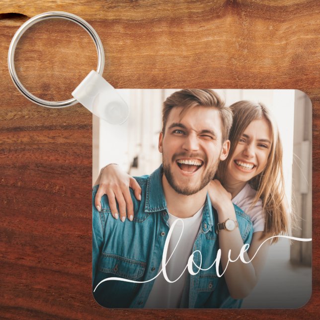 Personalised Photo and Text Photo  Keychain (Front)
