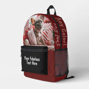 Personalised photo and text printed backpack