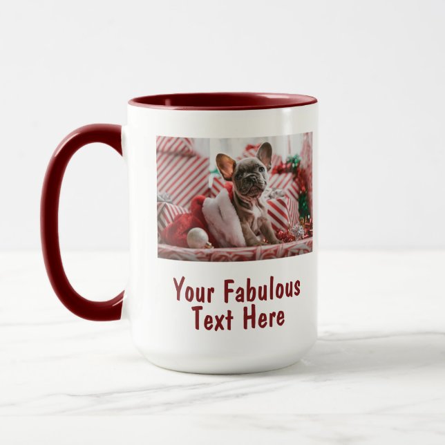 Personalised Photo and Text Red Mug (Left)