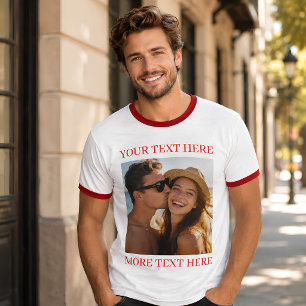 Personalised Photo and Text Red T-Shirt