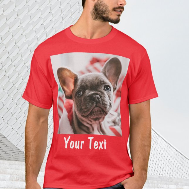 Personalised Photo and Text Red T-Shirt (Creator Uploaded)