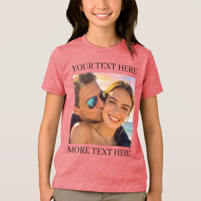 Personalised Photo and Text Red Tri-Blend Shirt (Front)