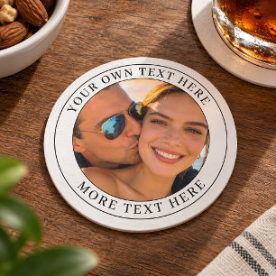 Personalised Photo and Text Round Paper Coaster
