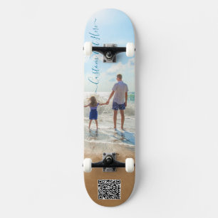 Personalised Photo and Text Skateboard and QR Code