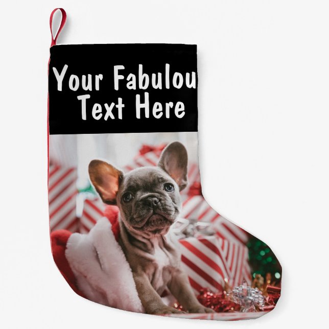 Personalised Photo and Text Small Christmas Stocking (Front)